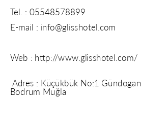 Gliss Hotel & Spa iletiim bilgileri
